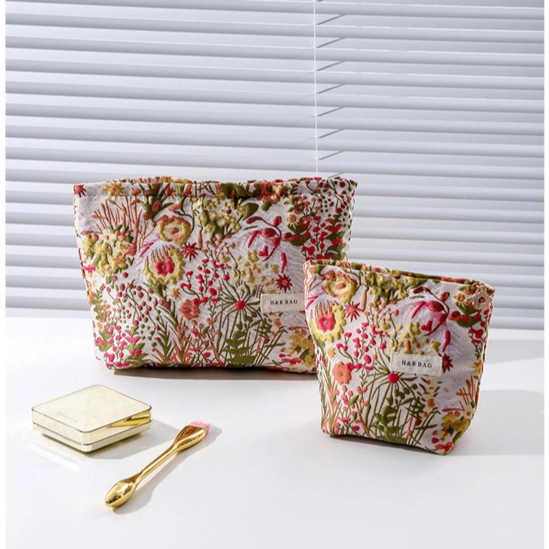 Streetwear Flower Canvas Square Makeup Bags