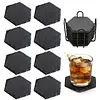 Square Slate Drink Coasters Set with Anti-Scratch Bottom for Home Office Kitchen