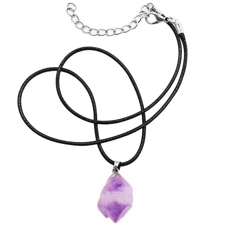 Natural Raw Amethyst Crystal Pendant Necklace
