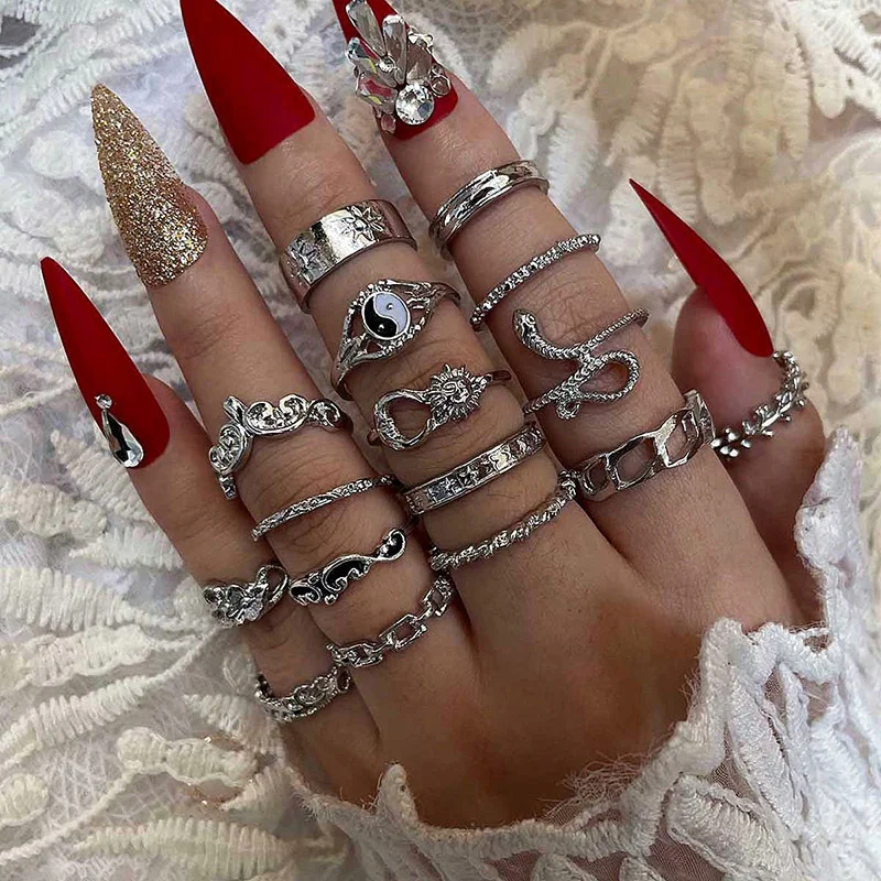 Fashion Star And Moon Ring Set