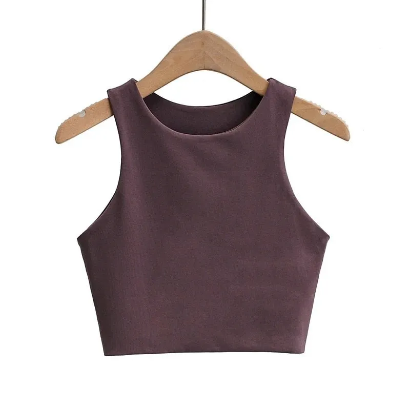 2022 Summer Fashion Women Sexy Slim Tops O-neck Sleeveless Double Nylon Ladies Good Quality Tank Tops 6 Colors