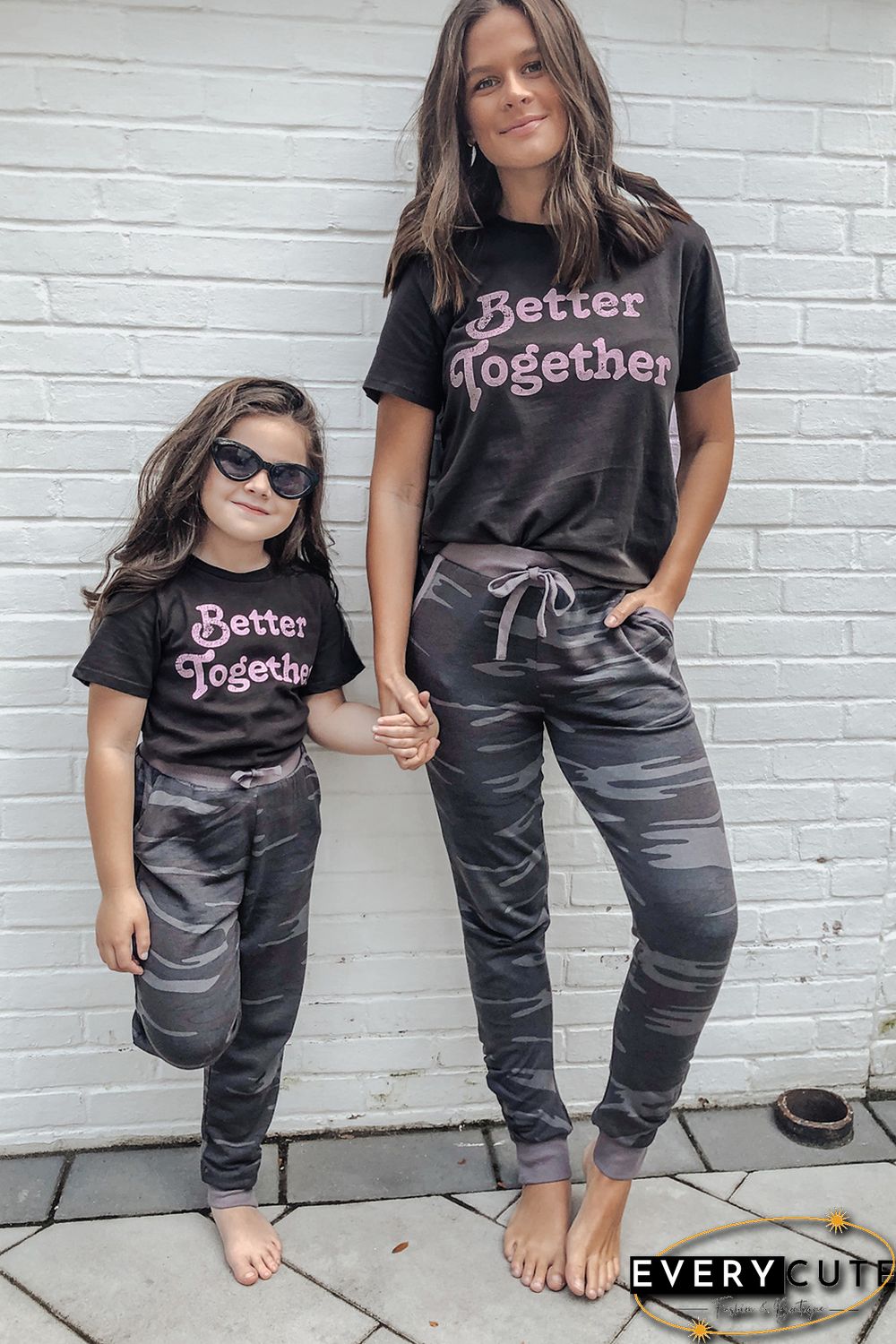 Mom&rsquo;s Family Matching Two-piece Letter Camo Print Short Sleeve Lounge Set