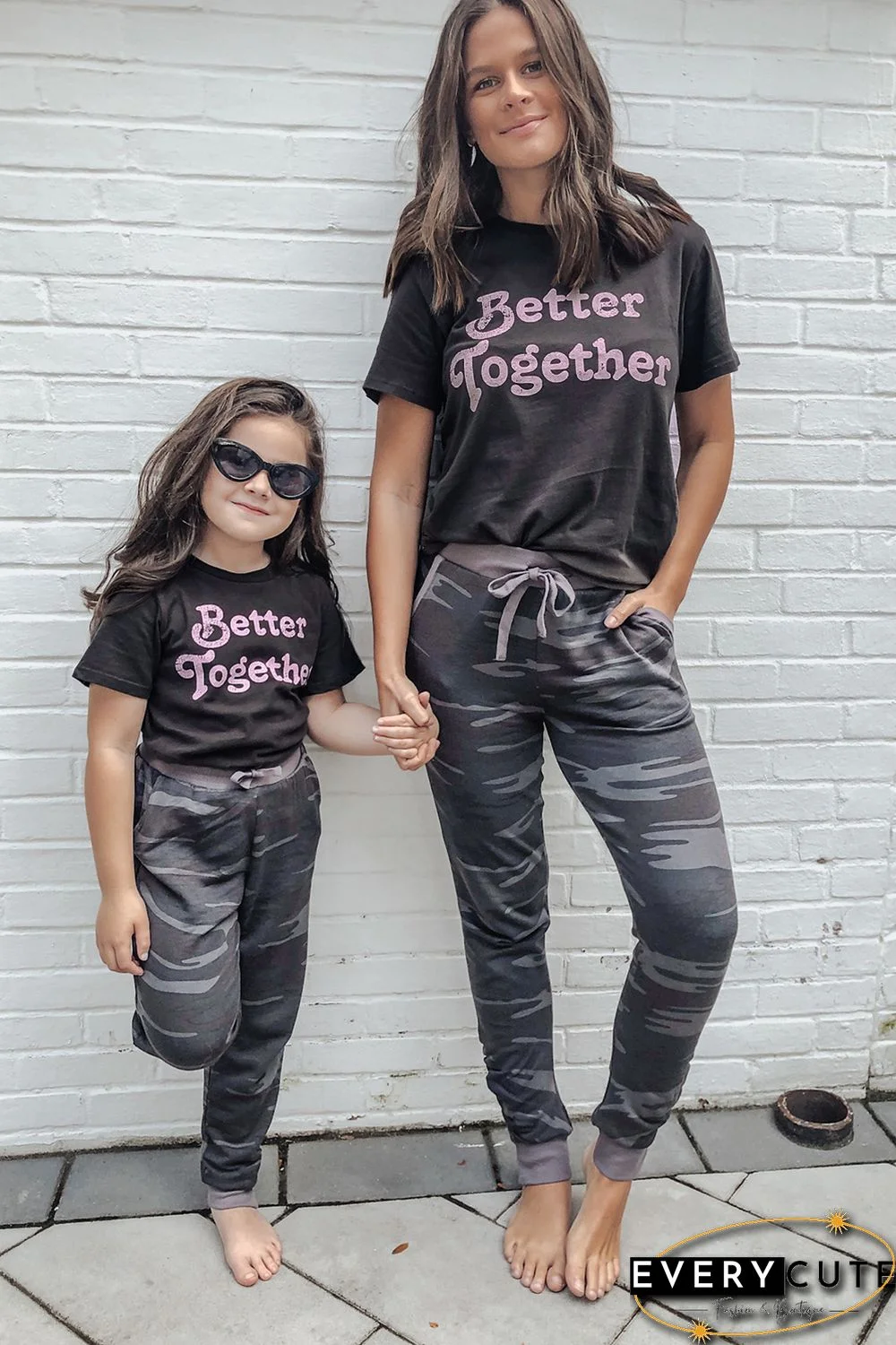 Mom&rsquo;s Family Matching Two-piece Letter Camo Print Short Sleeve Lounge Set