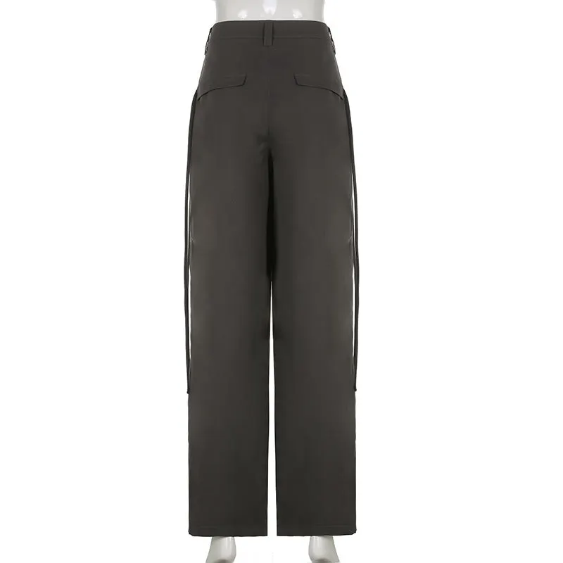 Brownm Y2K Crossover Pleated Pants
