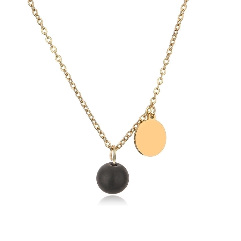 Punk Minimalist Round Natural Stone Pendant Necklace In Bulk