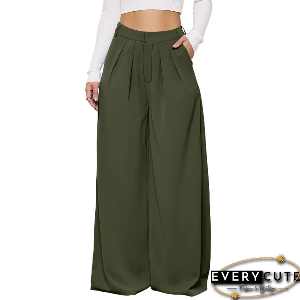 Army Wide Leg Pants With Packet