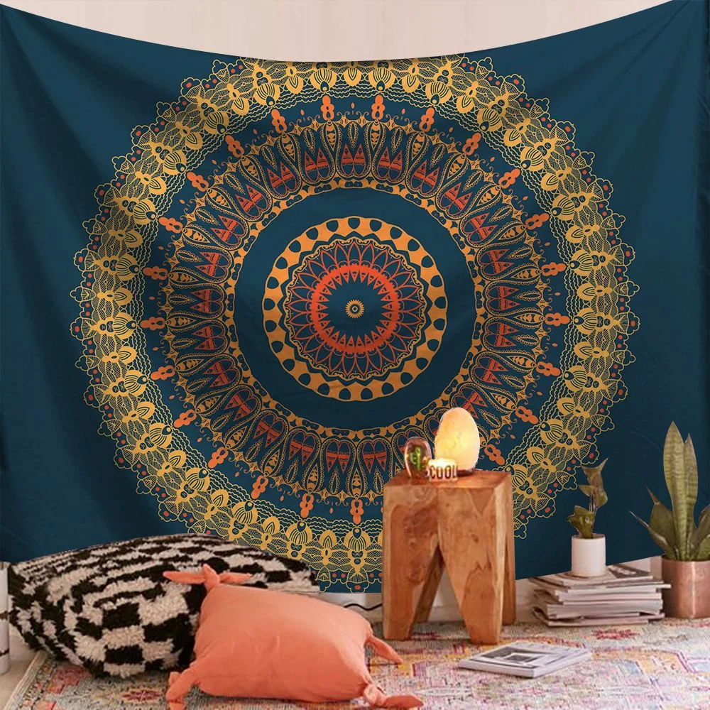 India Mandala Tapestry Wall Hanging Boho Decor Wall Cloth Tapestries Psychedelic Hippie Night Moon Tapestry Mandala Wall Carpet