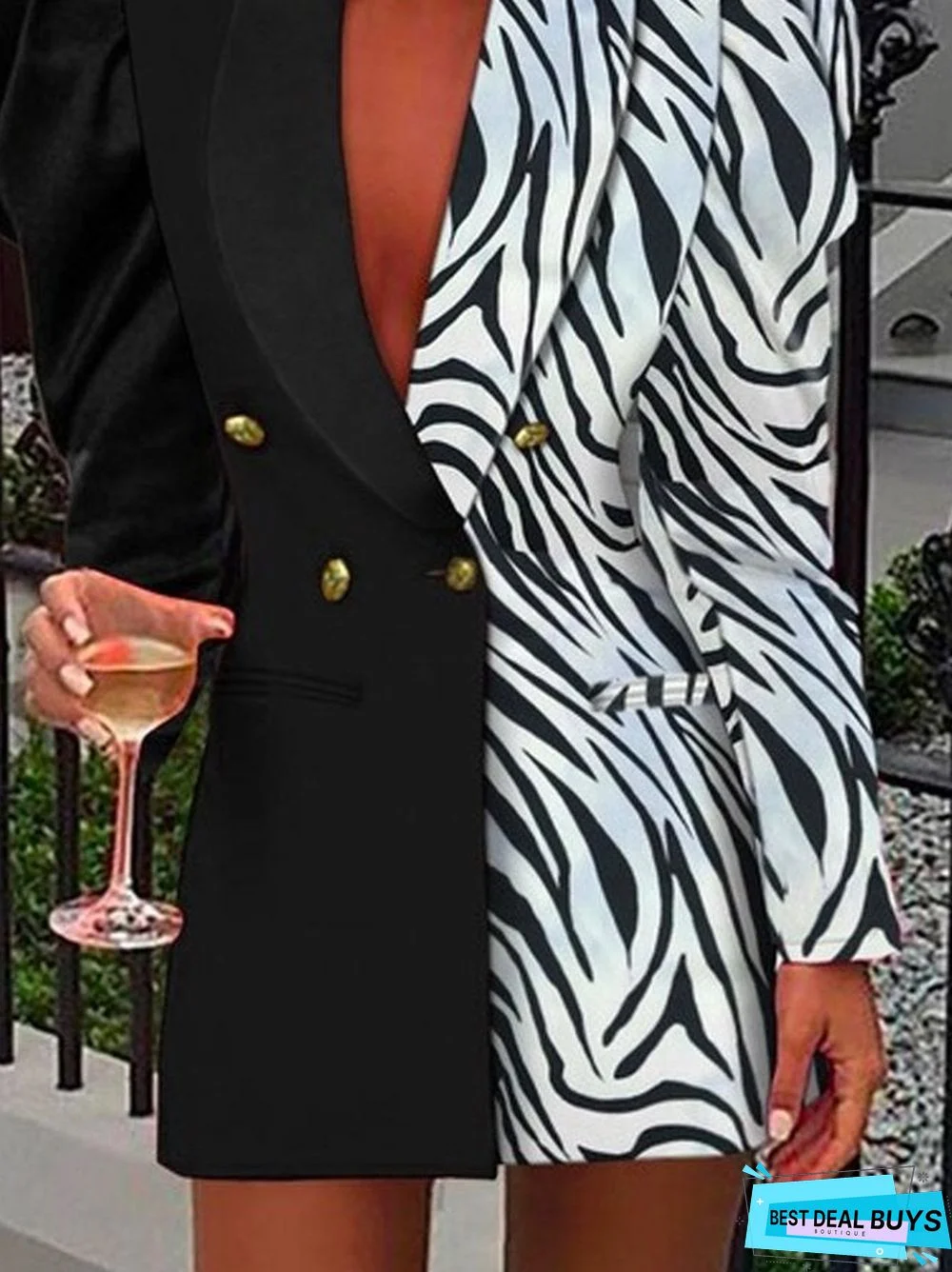 Floral-Print Work Lapel Outerwear