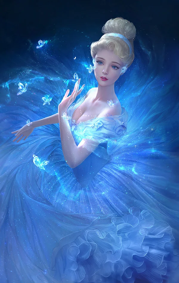 Disney Princess Elsa Cinderella Girl - Full Round 30*50CM