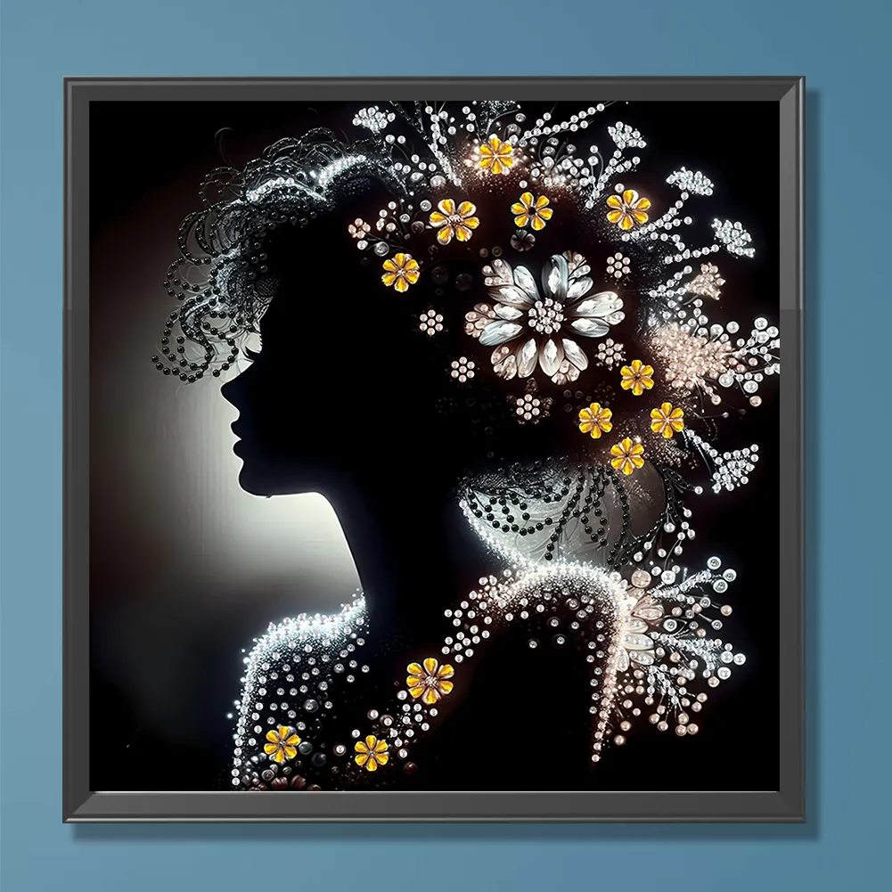 Diamond Painting - Partial Special Shaped Drill - Silhouette Woman(Canvas|30*30cm)