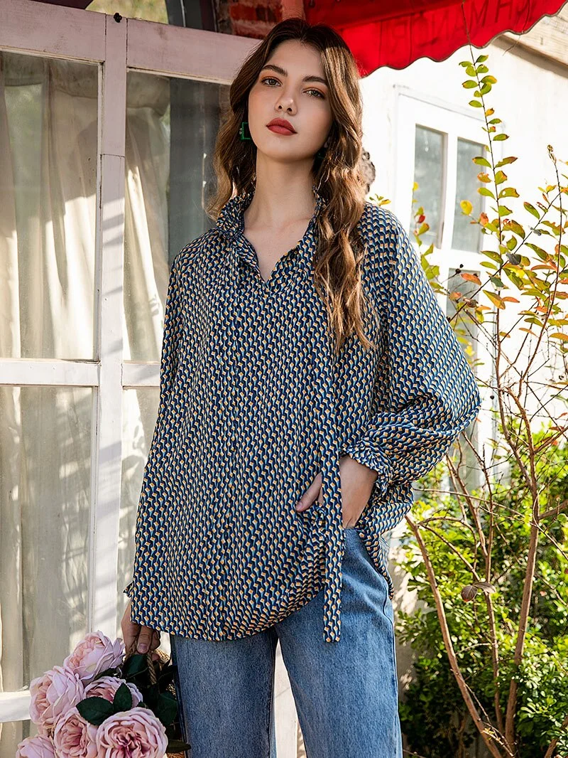 2021 puff sleeve casual loose Floral chiffon blouse shirt women female blouse shirt spring summer women oversize Blouse top