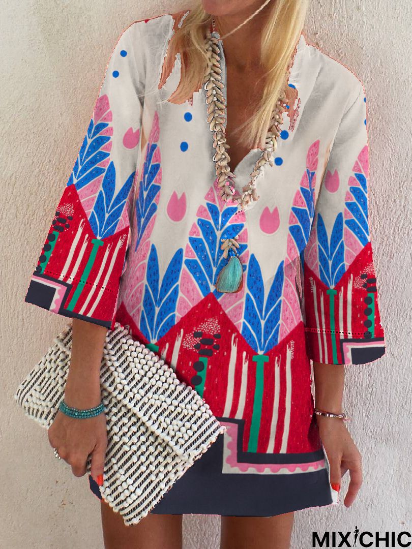 Holiday 3/4 Sleeve Weaving Dress