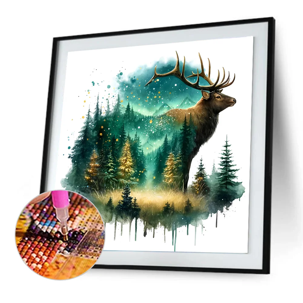Diamond Painting - Full Round Drill - Forest Deer(Canvas|30*30cm)