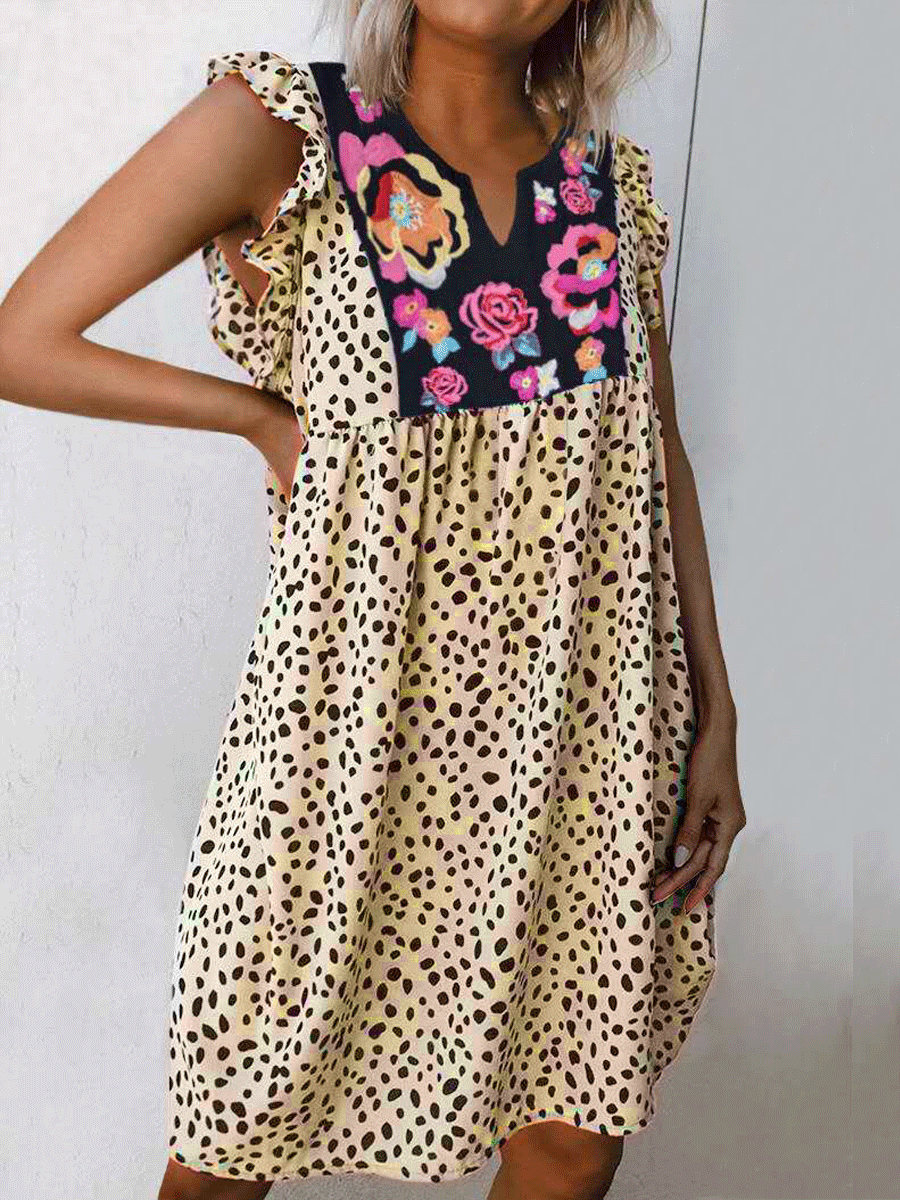 Spot Floral Printed Mini Dress