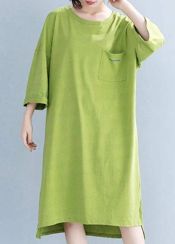 Beautiful o neck half sleeve Cotton tunic pattern Work green Dress