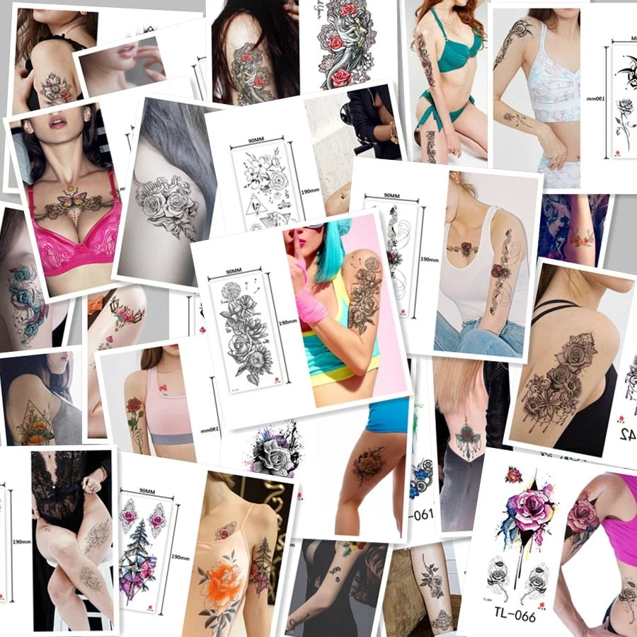 Flower arm waterproof tattoo stickers half arm painted animal durable waterproof European and American temporary tattoo stickers