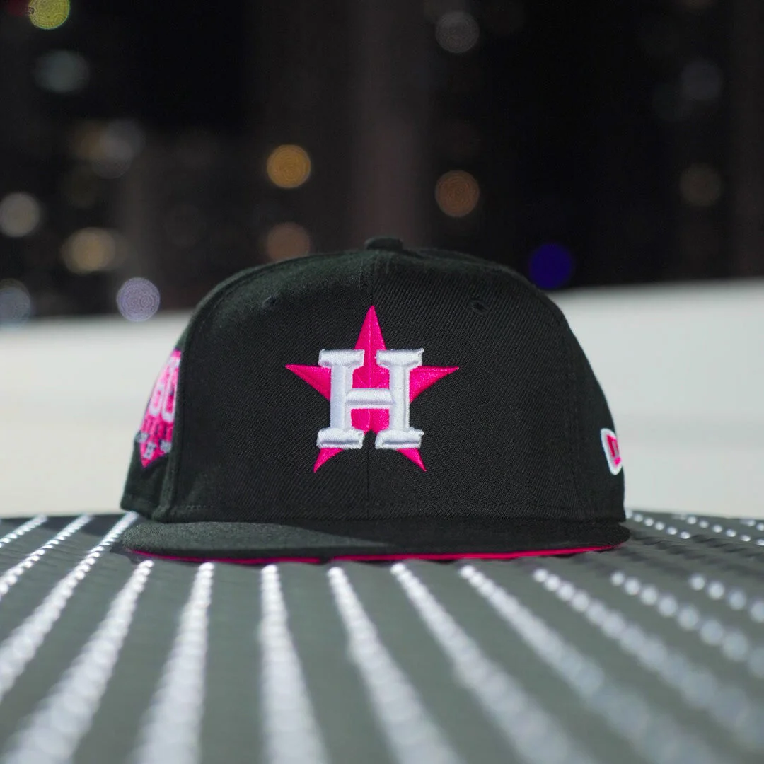 EXCLUSIVE NEW ERA 59FIFTY MLB HOUSTON ASTROS 60 YEARS BLACK / ENERGY RED UV  FITTED CAP