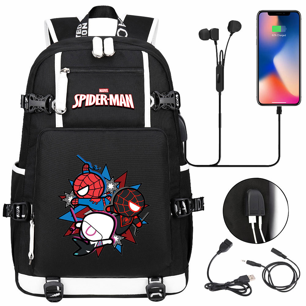 Spider-Man Double-Sided Backpack with USB Charging - Perfect for 15-inch Laptops-Mayoulove