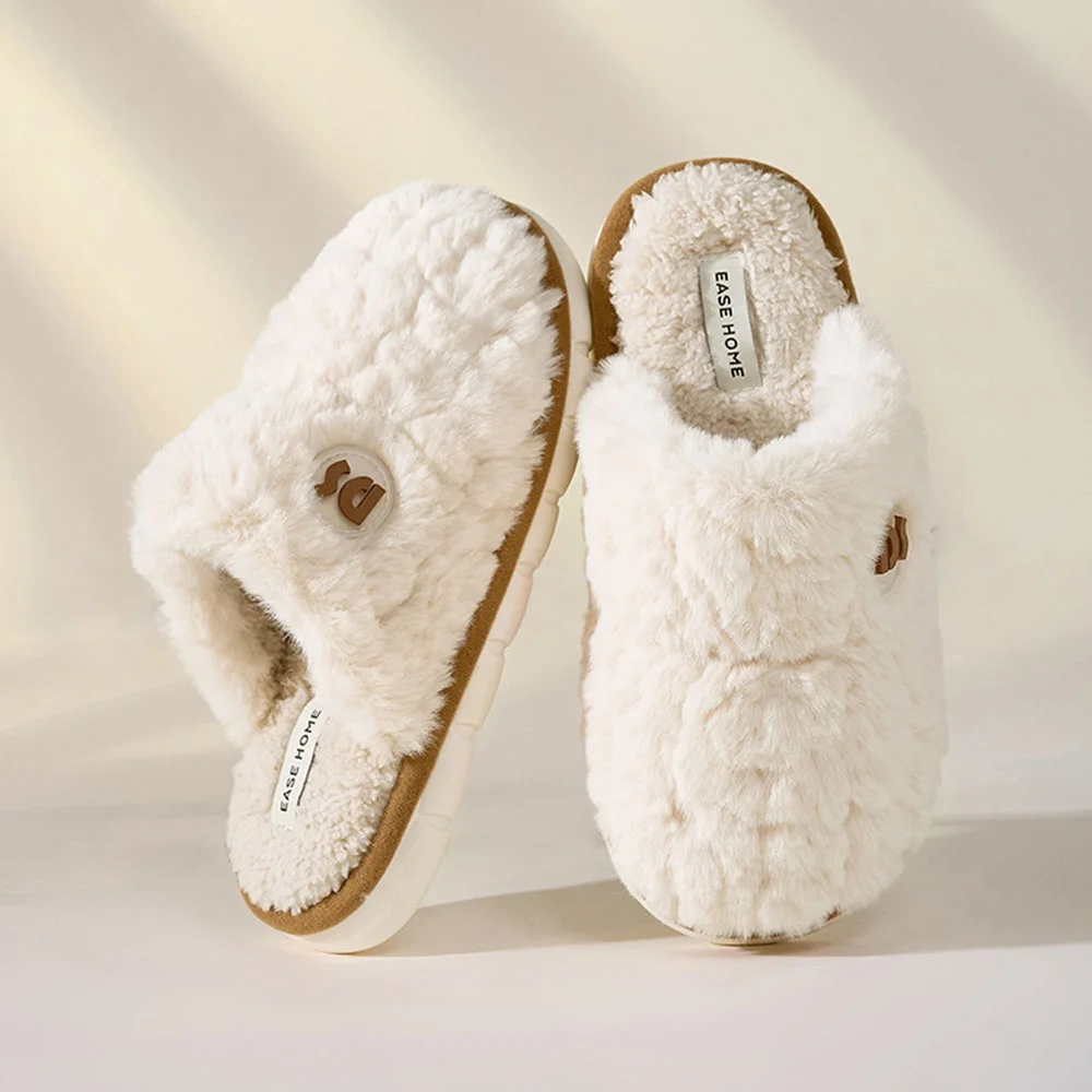 Smiledeer Non-slip thick-soled plus fleece cotton slippers