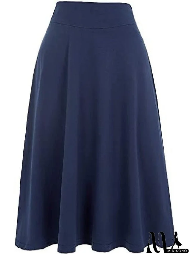 Women's Swing Work Skirts Midi Black Yellow Light Green Wine Skirts Knitting Elegant Office / Career S M L