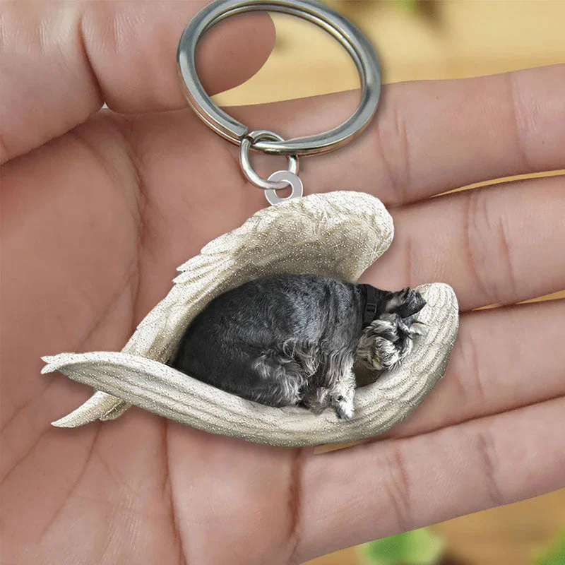 VigorDaily Sleeping Angel Acrylic Keychain Standard Schnauzer