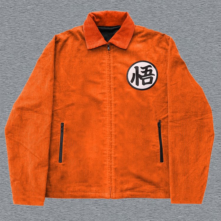 Casual Print Lapel Corduroy Jacket