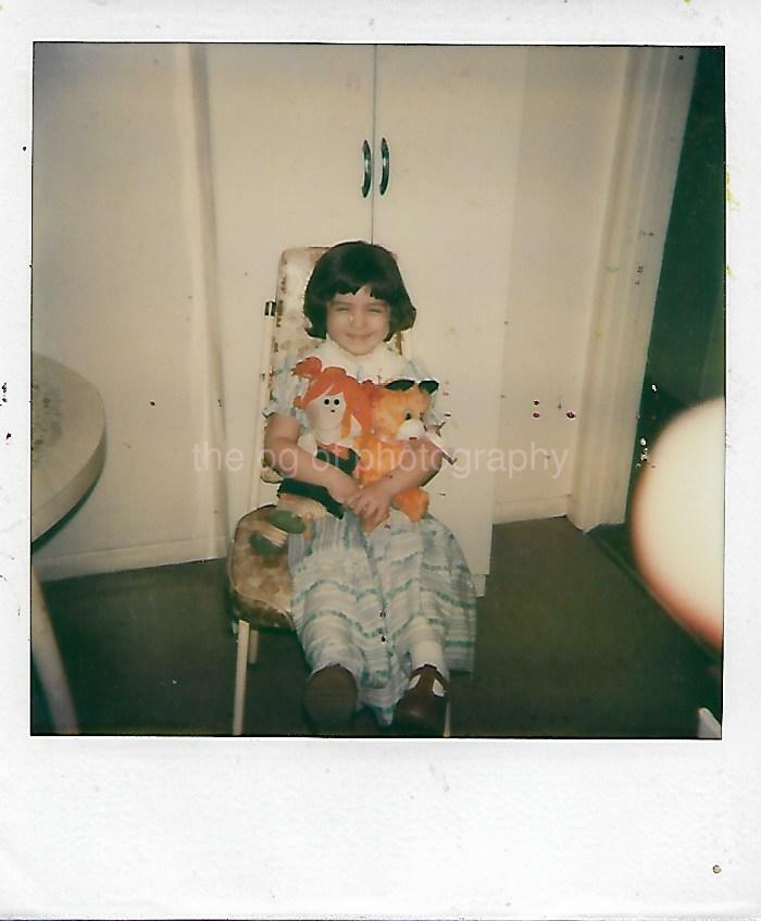 DOLL GIRL Vintage POLAROID Found Photo Poster paintinggraphOriginal COLOR 06 1 V