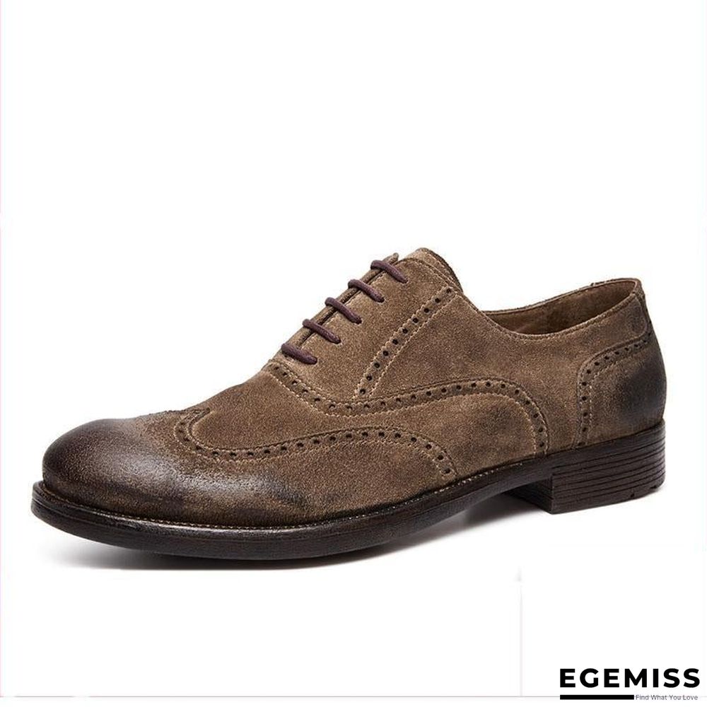Men's Business Suede Brogue Leather Shoes | EGEMISS
