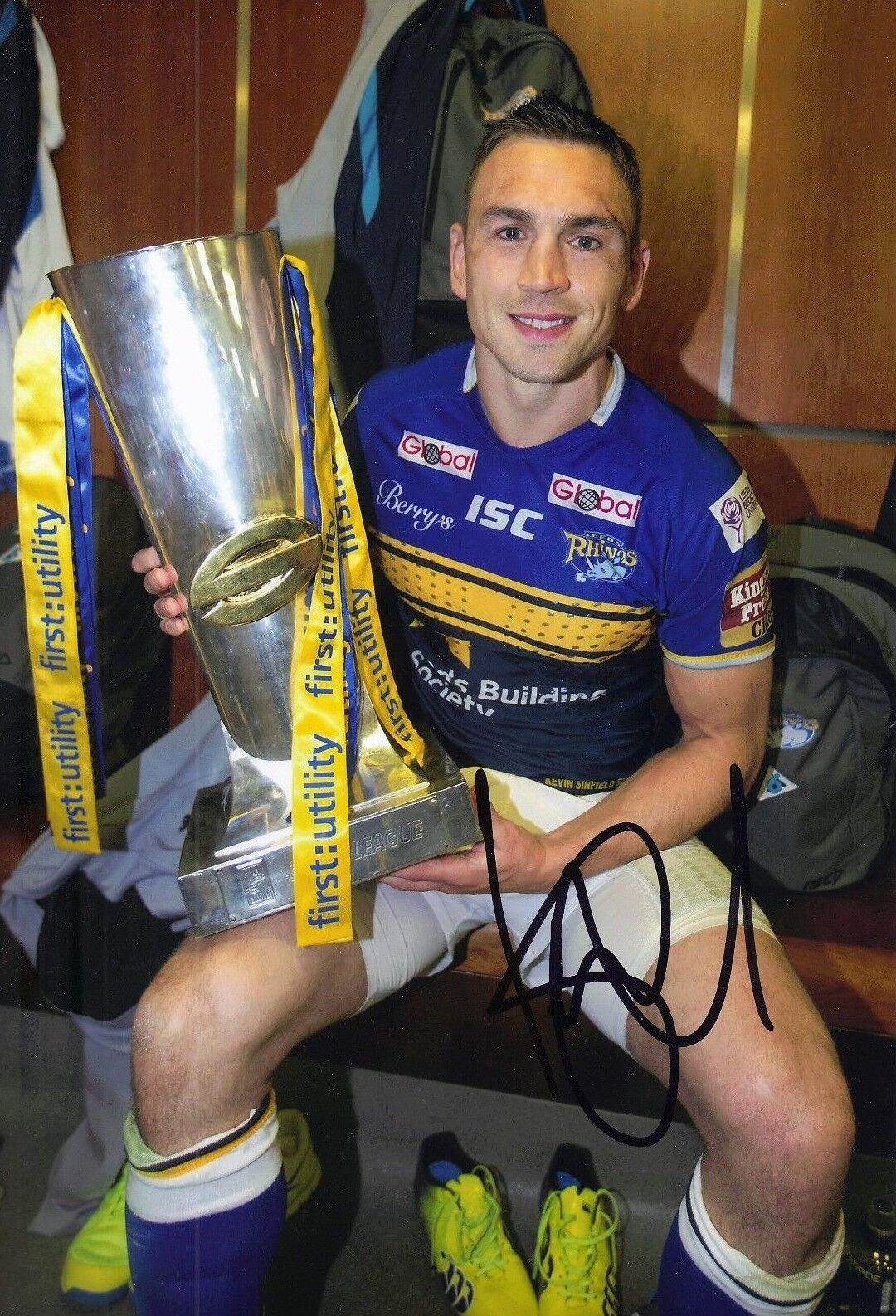 Kevin Sinfield SIGNED 12X8 Photo Poster painting Leeds Rhinos Rugby AFTAL COA (2226)