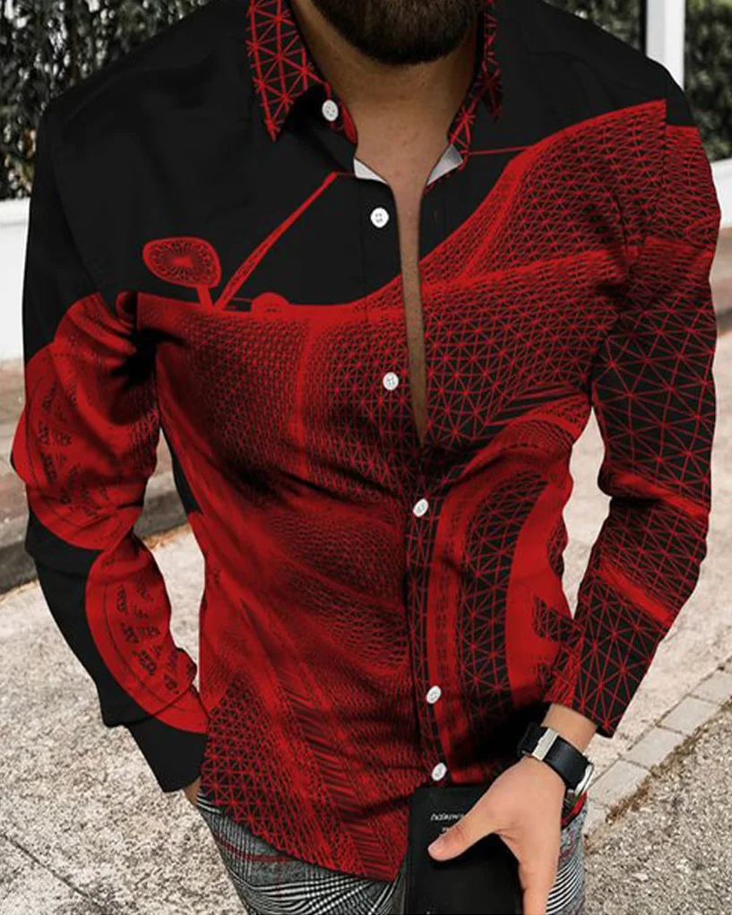 Suitmens Men's Geometric Phantom Long Sleeve Shirt 024