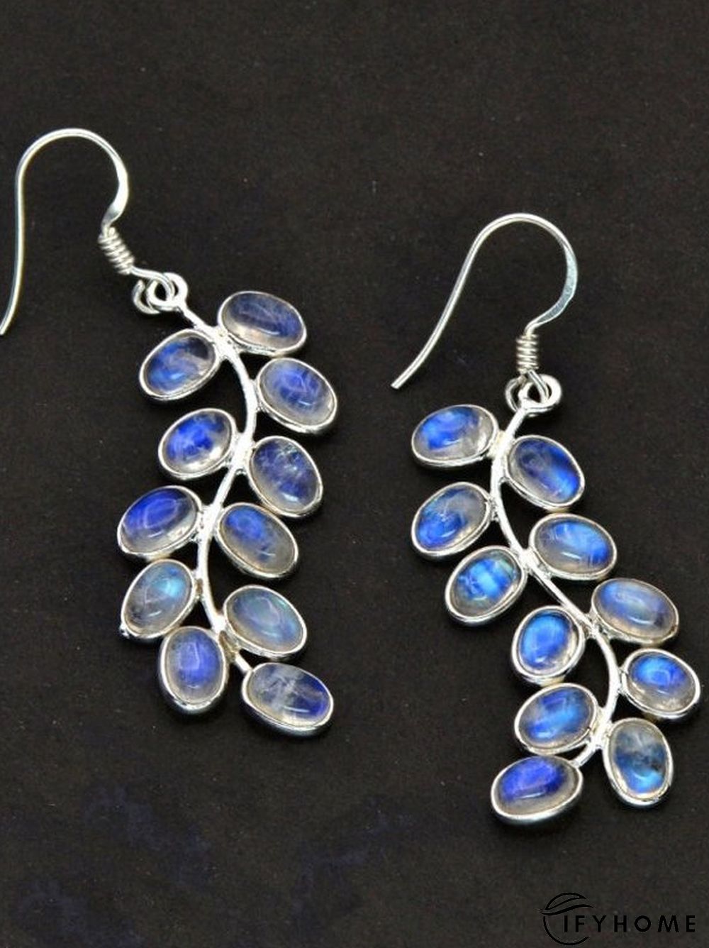 Ethnic Opal Moonstone Leaf Shape Earrings Boho Vintage Jewelry | IFYHOME