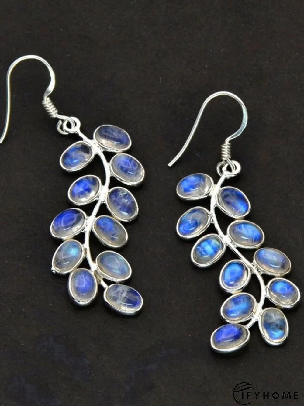 Ethnic Opal Moonstone Leaf Shape Earrings Boho Vintage Jewelry | IFYHOME