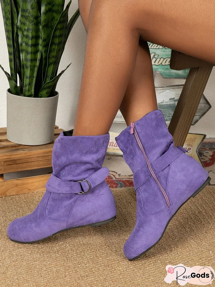 Plain Buckle Zipper Casual Inner Heightening Boots