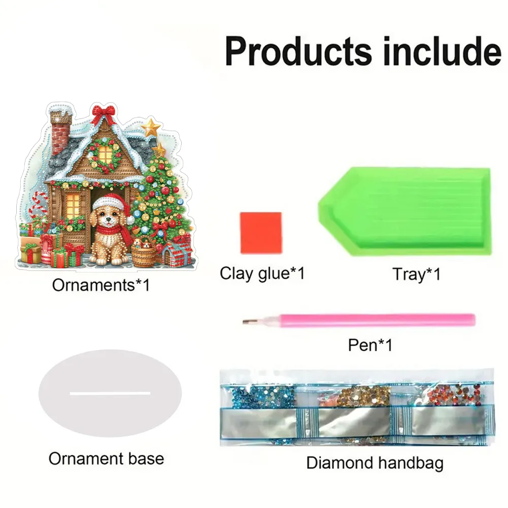 DIY Christmas Dog House Acrylic Special Shaped Diamond Painting Desktop Decorations