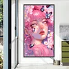 Diamond Painting -DIY Round Partial AB Drill Pink Butterfly Girl(45x75cm)