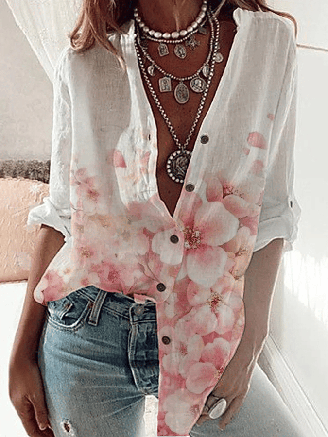 Women's Printed Loose Casual Blouse-mysite