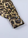 V-Neck Puff Sleeves Button Leopard Print Blouses&Shirts Tops