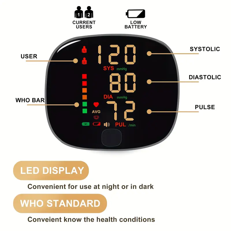 1pc md1820 wrist with lcd display adjustable cuff detection irregular heartbeat alarm usb rechargeable sound monitoring ideal gift for wrist cuff details 1