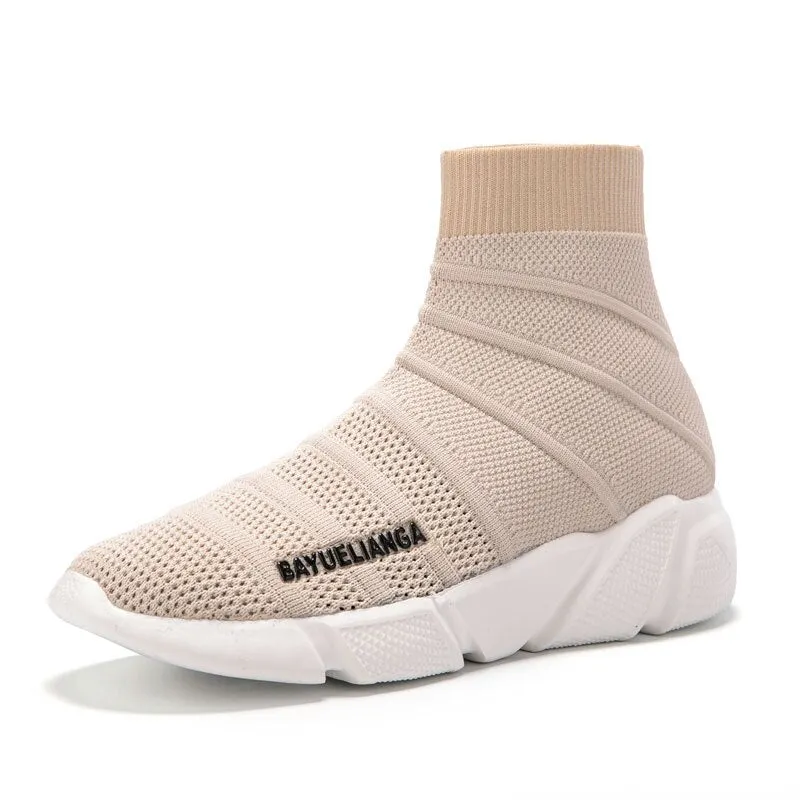 MWY Woman Socks Sneakers High Top Women Shoes Casual Breathable Flying Woven Couple Walking Shoes Zapatillas Deportivas Mujer