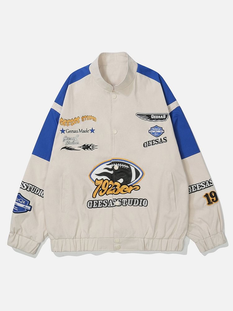 Rugby Letter Embroidery Jacket
