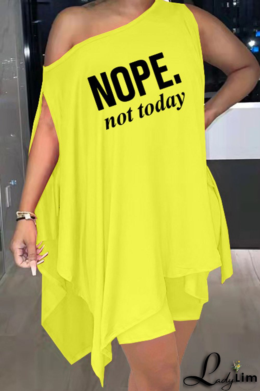 Burgundy Fashion Casual Letter Print Asymmetrical Oblique Collar Sleeveless Two Pieces