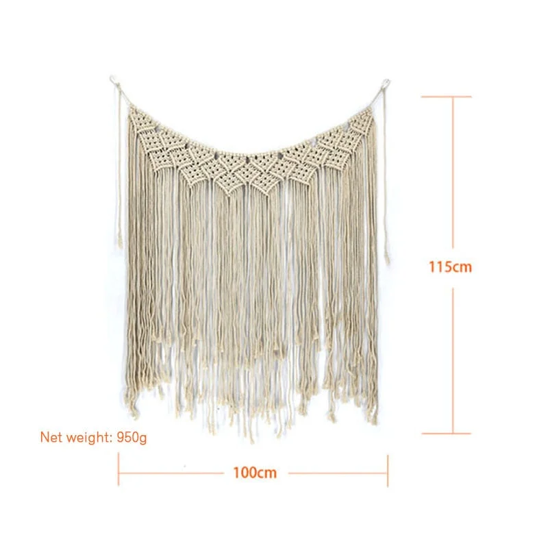 Macrame Tapestry Handmade Woven Macrame Wall Hanging Tapestry Leaf Feather Boho Decoration Home Decor Aesthetic Wall Tapestry