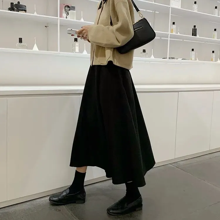 Midi Solid Color Regular Skirt ser10790