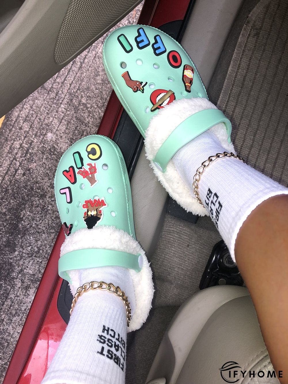 Text Letters Decor Casual EVA Vented Clogs Sandals | IFYHOME