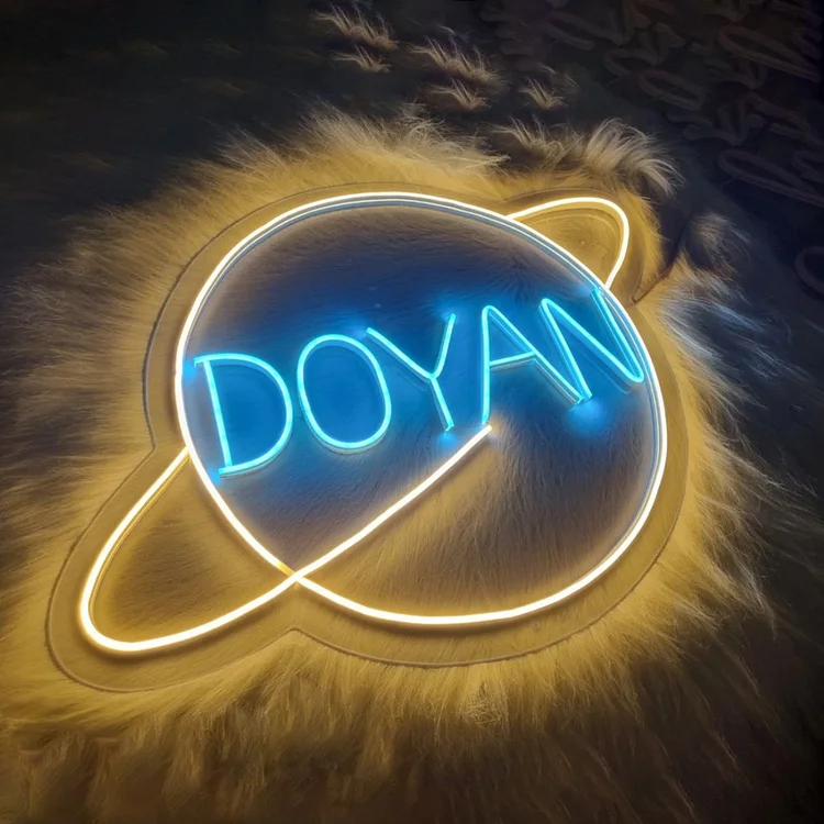 Blanketcute-Personalized 100% Handmade Planet LED Neon Sign with Your Kid's Name