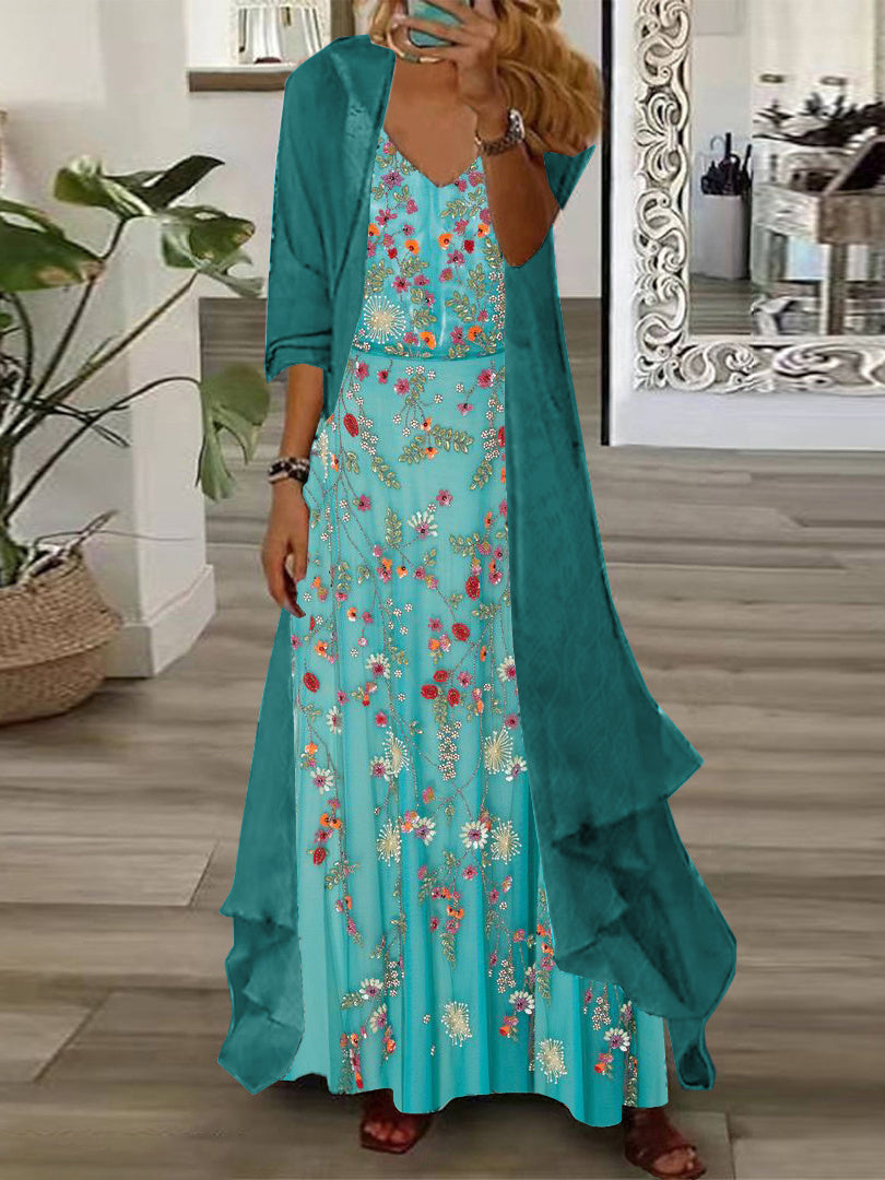 Women Long Sleeve V-neck Graphic Floral Printed Top