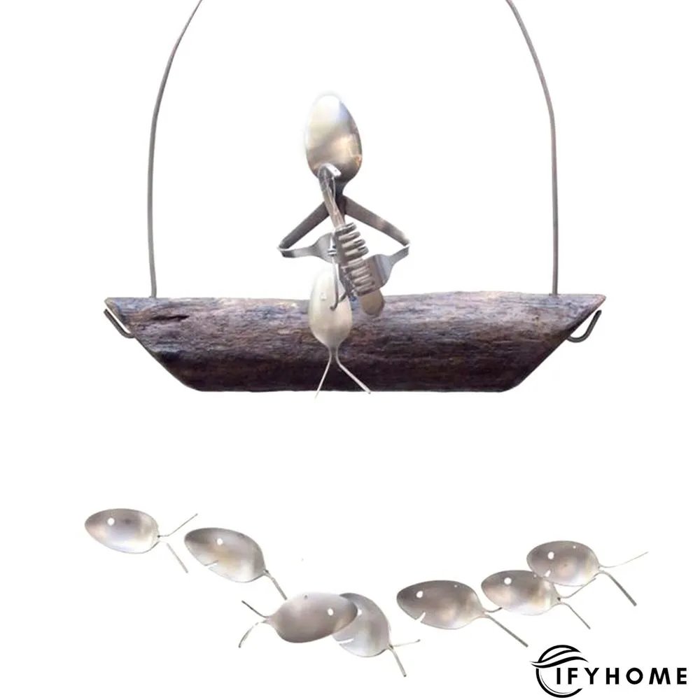 Last Day 50% OFF -Fishing Man Spoon Fish Sculpture Wind Chime | IFYHOME