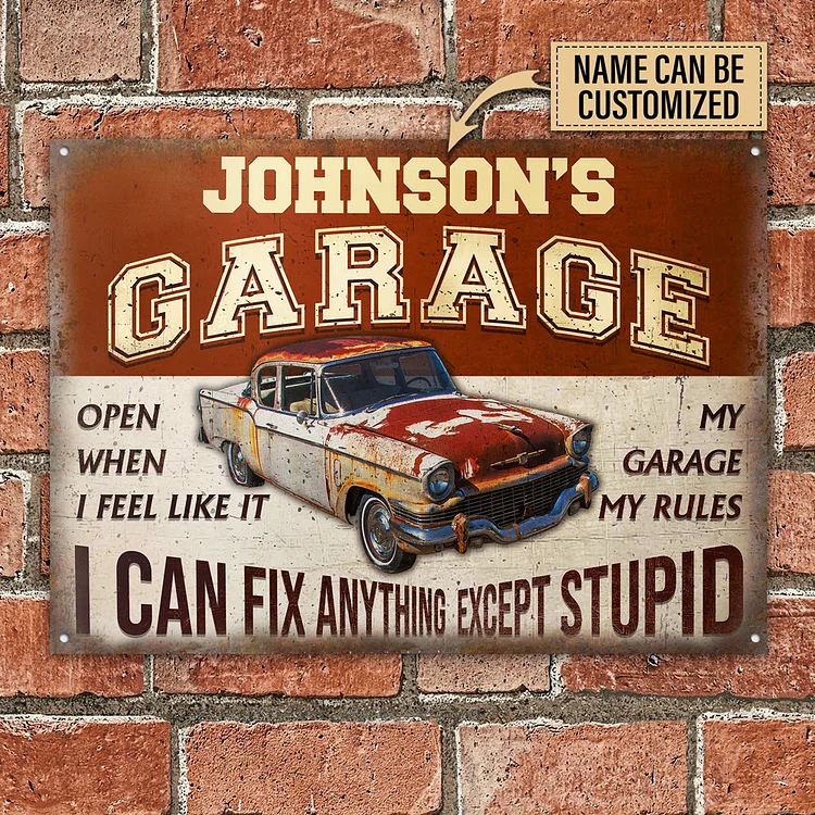 Personalized Car Mechanic's Garage Custom Metal Signs