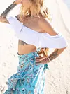 Floral-Print Off-The-Shoulder Top + Falbala Maxi Skirt Two Piece Suit