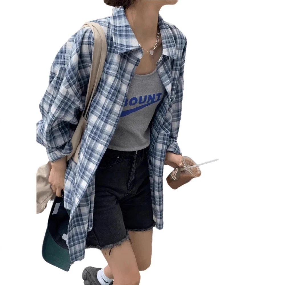 Athvotar Athvotar Loose Plaid Shirt Women 2025 Spring And Summer Fresh Age Thin Design Sense Of Small Sun Protection Shirt Jacket